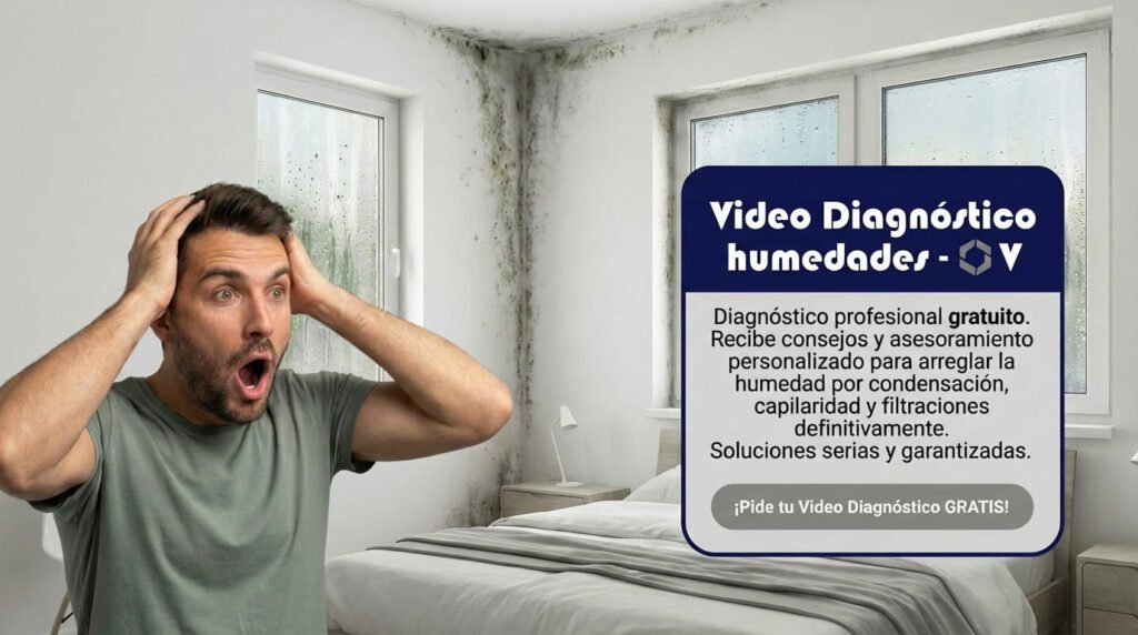 Hombre sorprendido al ver la humedad en su cuarto