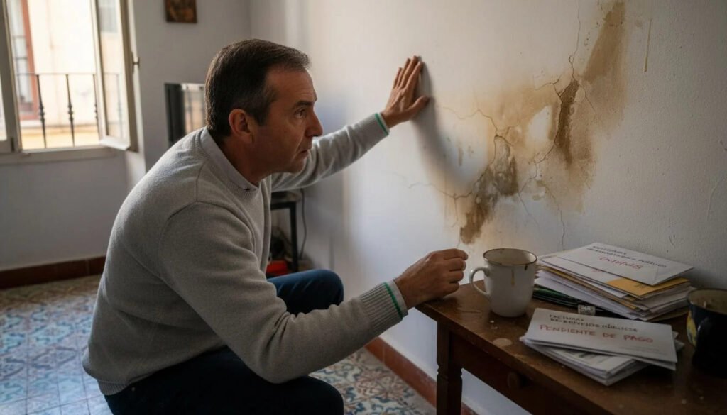 Propietario observa humedades en paredes
